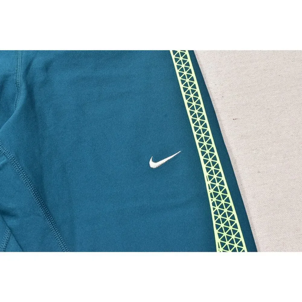 Nike Dri-Fit Women's XS Running Cropped Leggings Teal Mesh Panel Reflective
